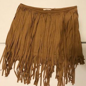 Brown/Tan fringe symmetrical skirt